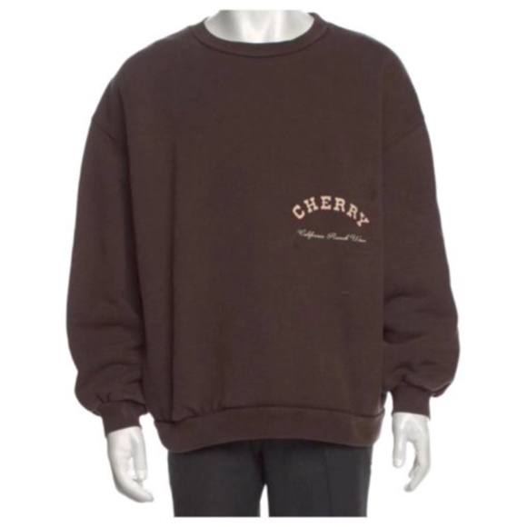 LIKE NEW CHERRY Los Angeles cowboy western chocolate brown sweater size large - Picture 1 of 8
